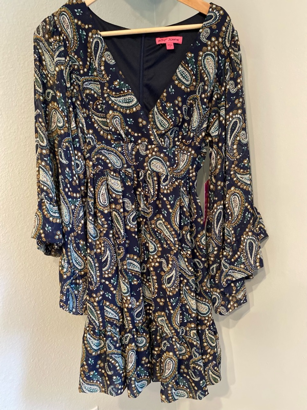 Betsey Johnson Paisley Dress with Teal & Gold Accents - Picture 3 of 6